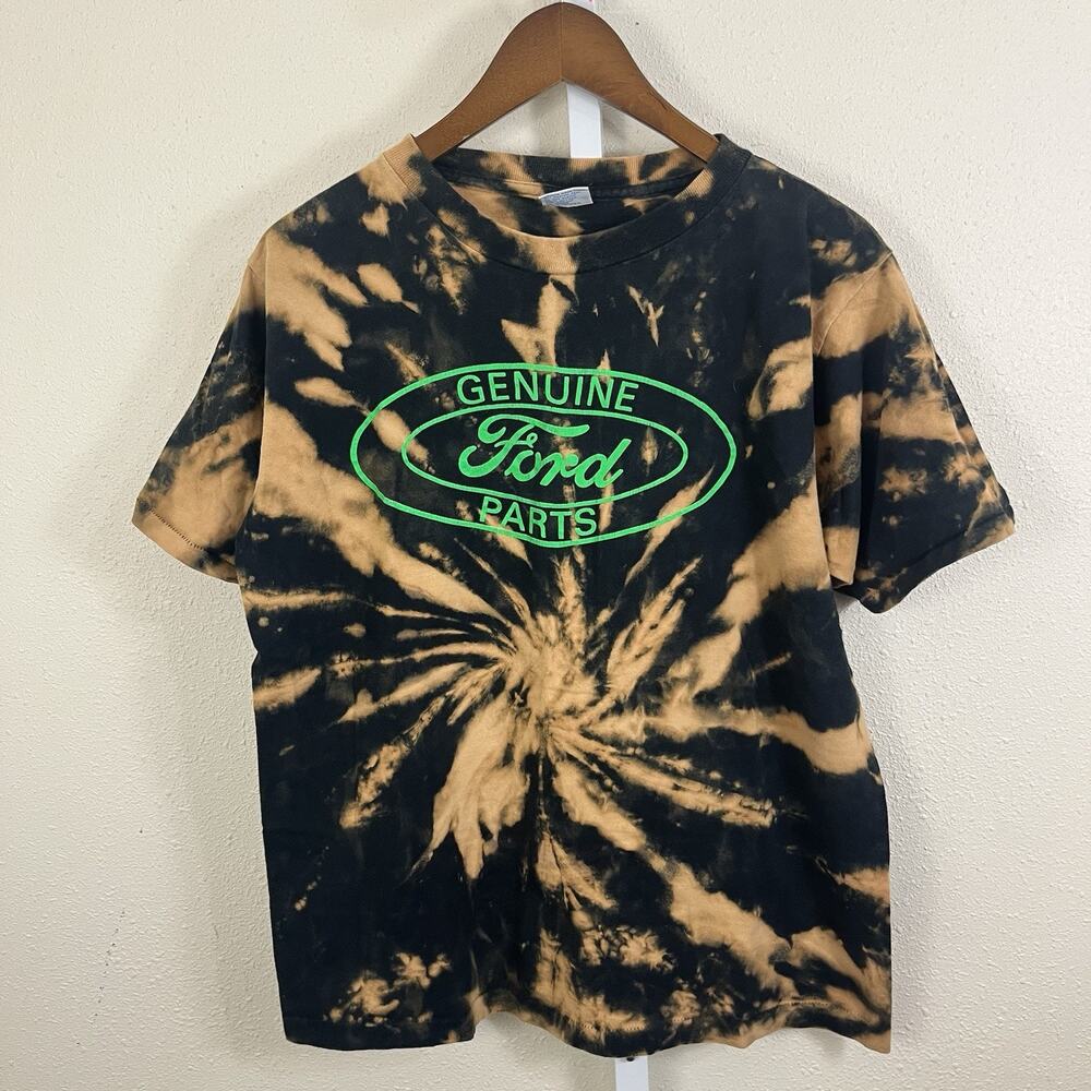 Vintage 90s Ford Auto T Shirt Mens L Single Stitch Bleach Tie Dye USA Alore